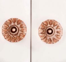 Peach Pink Paneled Sides Glass Drawer Knobs